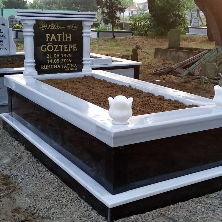 Afyon Şeker mermerinden yapılmış asalet serisi mezar taşı